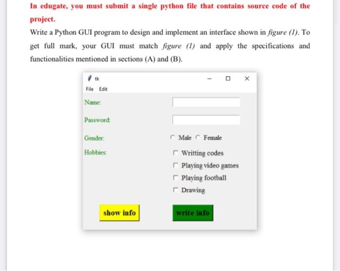 Solved In edugate, you must submit a single python file that | Chegg.com