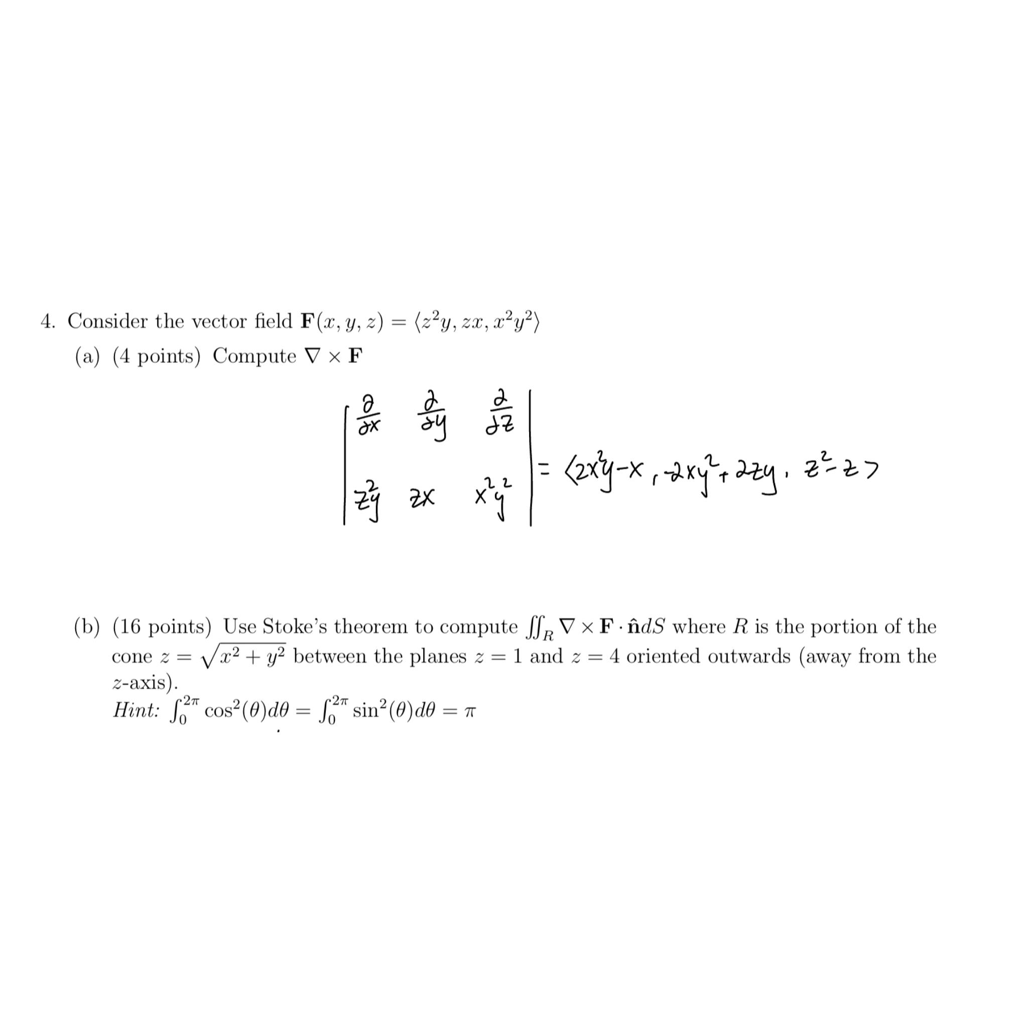 Solved Consider The Vector Field F(x,y,z)=(:z2y,zx,x2y2:)(a) | Chegg.com