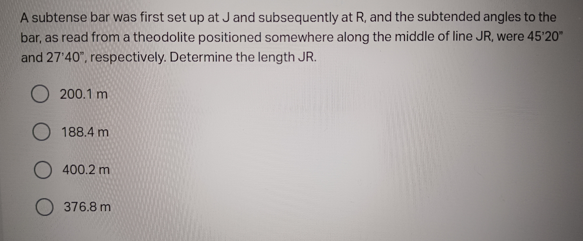 Solved A subtense bar was first set up at J ﻿and | Chegg.com