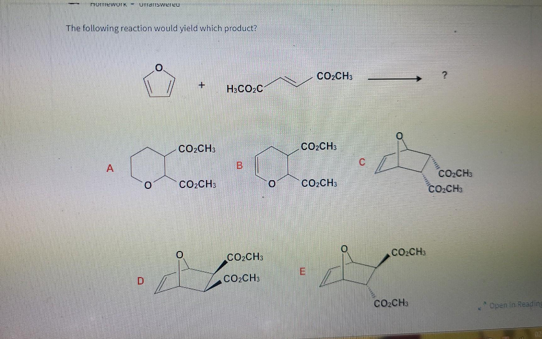 Solved The Following Reaction Would Yield Which Product? A B | Chegg.com