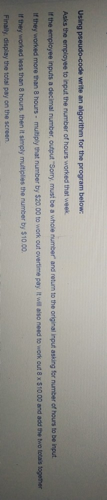 Solved Using pseudo-code write an algorithm for the program | Chegg.com
