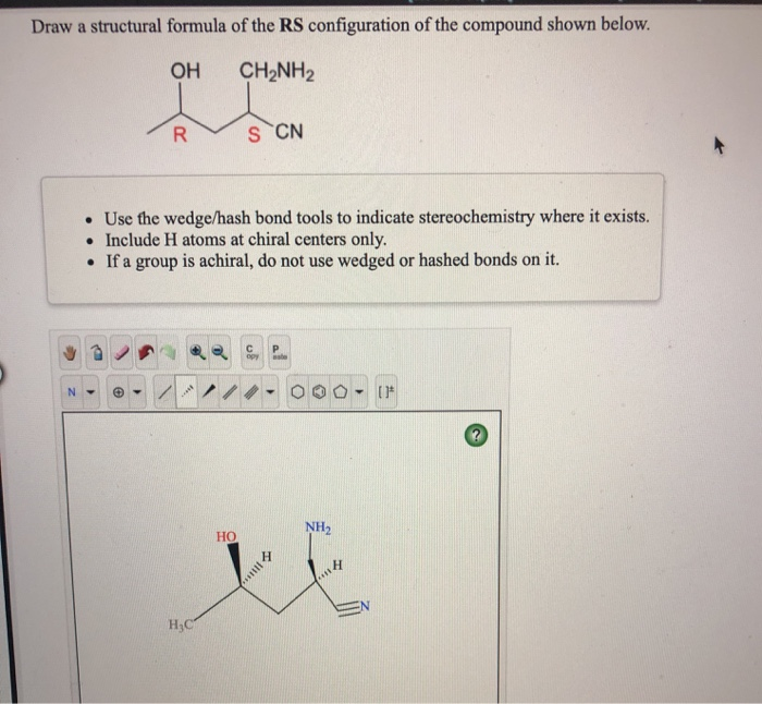 Solved Draw A Structural Formula Of The Rs Configuration Chegg Com