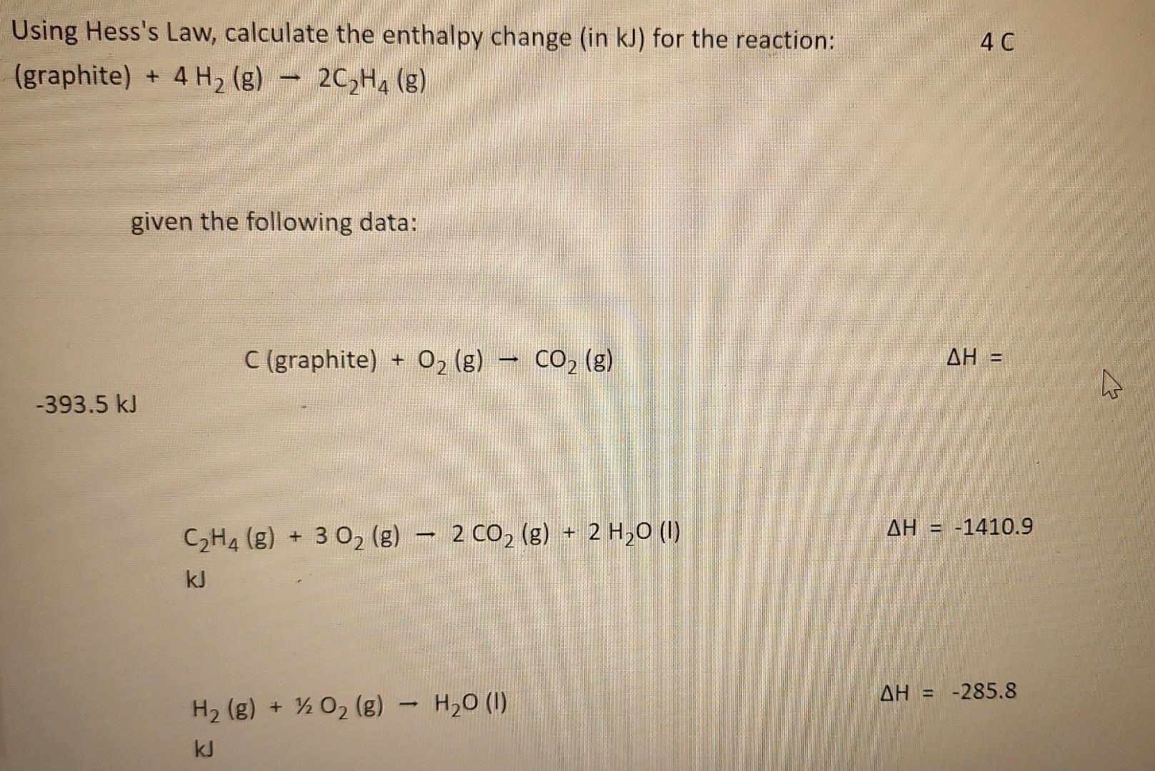 Solved Using Hess's Law, Calculate The Enthalpy Change (in | Chegg.com