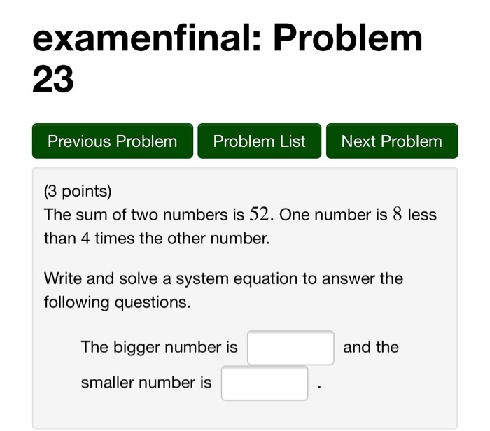 Solved examenfinal: Problem 23 Previous Problem Problem List | Chegg.com
