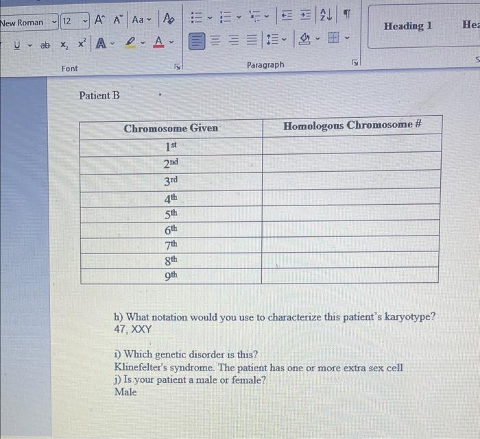 Solved Patient B h) What notation would you use to | Chegg.com