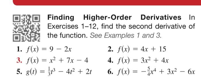 Solved Finding Higher-Order Derivatives In Exercises 1-12, | Chegg.com