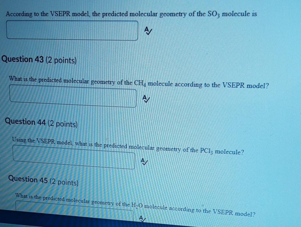 Solved According to the VSEPR model the predicted molecular | Chegg.com