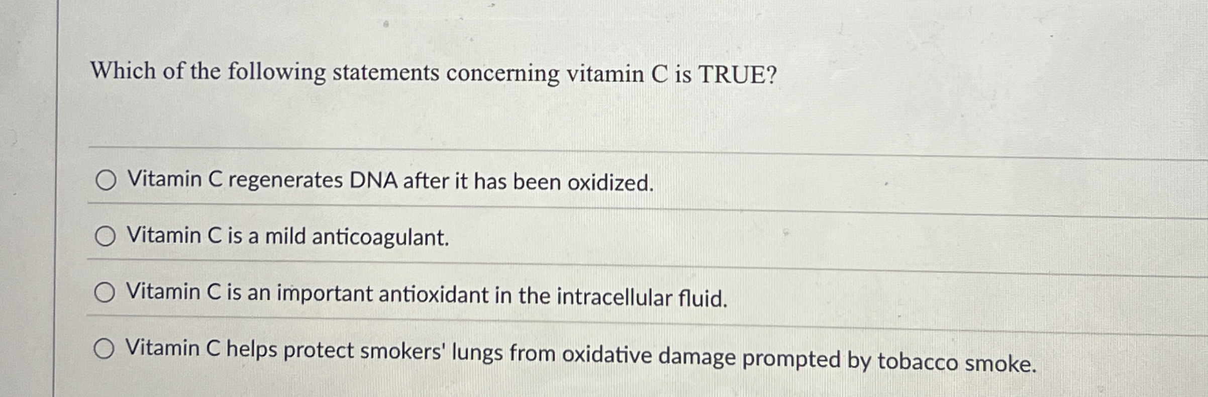 Solved Which of the following statements concerning vitamin
