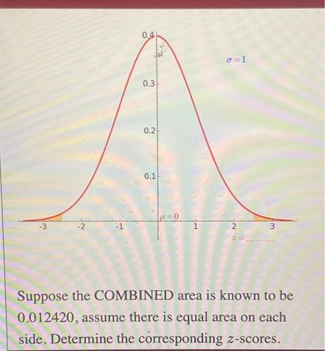Solved -3 -2 -1 0.4 0.3 0.2 0.1 μ=0 1 o=1 2 3 Suppose the | Chegg.com