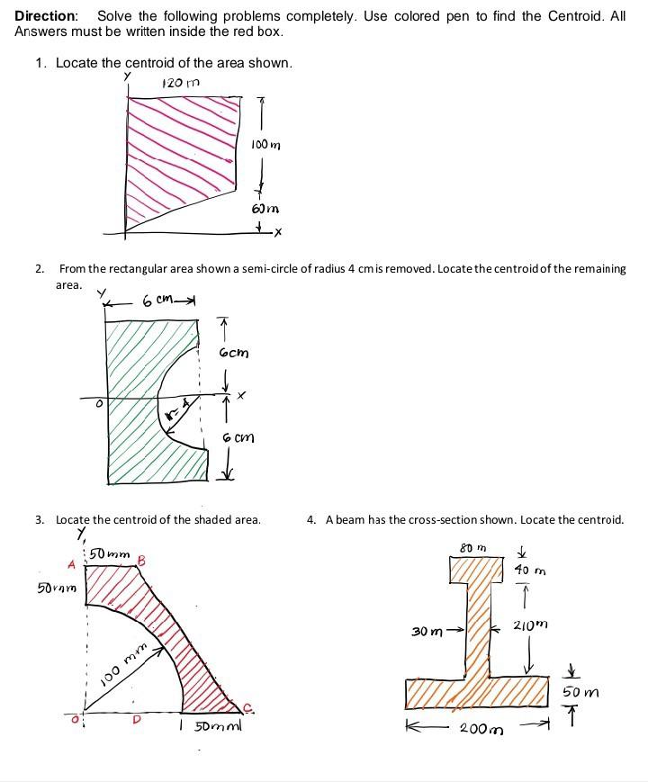 Solved Direction: Solve the following problems completely. | Chegg.com