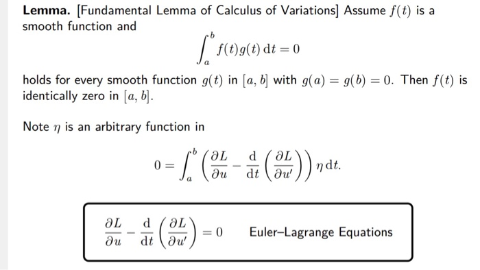 Solved Lemma. [Fundamental Lemma of Calculus of Variations) | Chegg.com