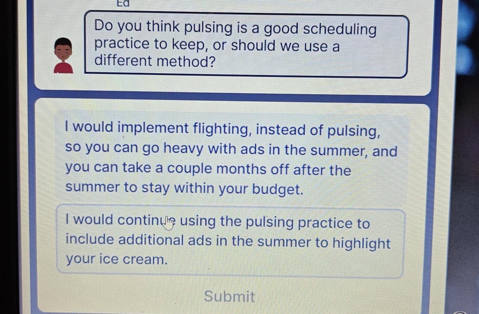 Pulsing Scheduling Method Solved Do you think pulsing is a good scheduling practice to | Chegg.com