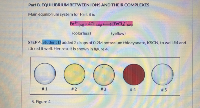 Solved: Part B. EQUILIBRIUM BETWEEN IONS AND THEIR COMPLEX ...