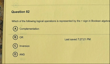 Solved Question 82Which of the following logical operations | Chegg.com
