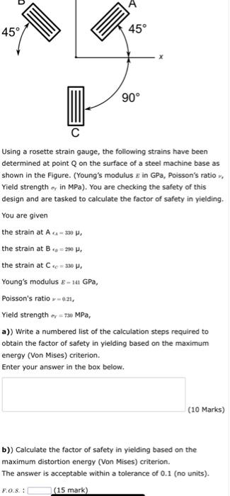 Solved Using a rosette strain gauge, the following strains | Chegg.com