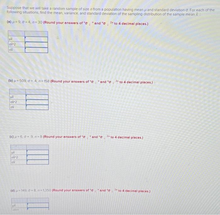 Solved Suppose that we will take a random sample of size n | Chegg.com