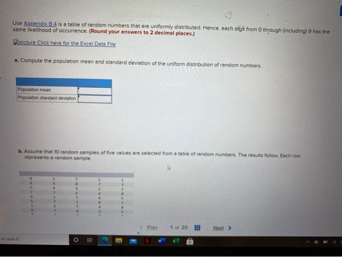 Solved Use Appendix B 4 Is A Table Of Random Numbers That | Chegg.com