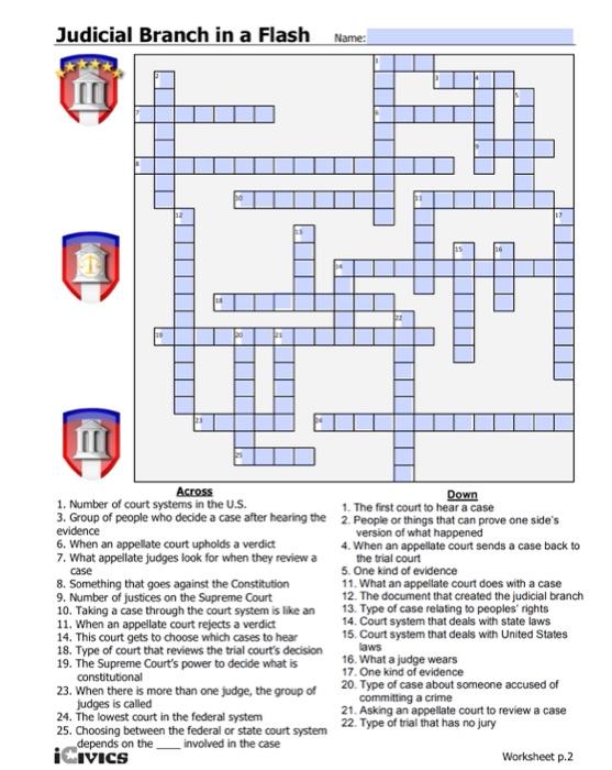 Solved Judicial Branch in a Flash Name: Across Down 1 Chegg com