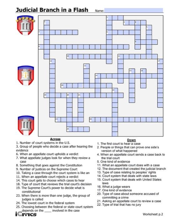 Solved Judicial Branch in a Flash Name: Across Down 1. | Chegg.com