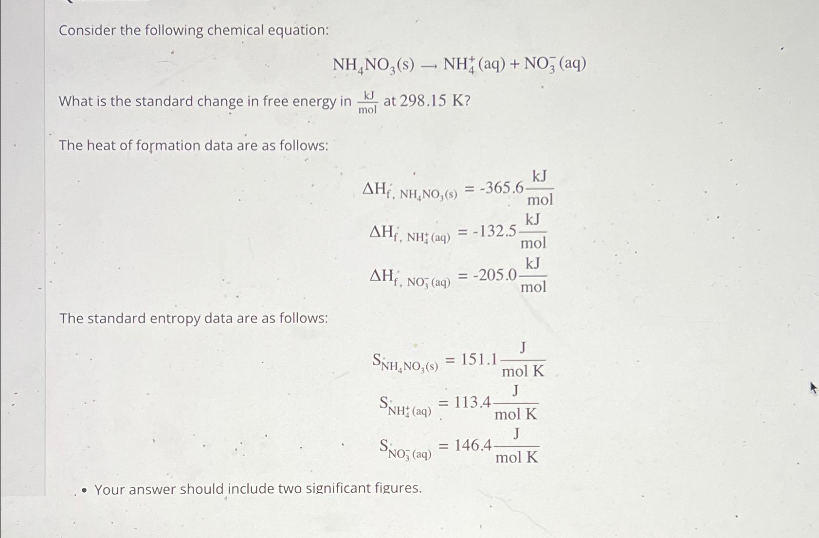 Solved Consider the following chemical | Chegg.com