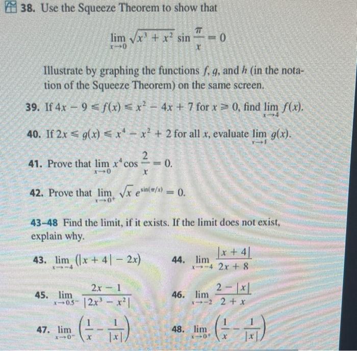 Solved 38. Use the Squeeze Theorem to show that | Chegg.com