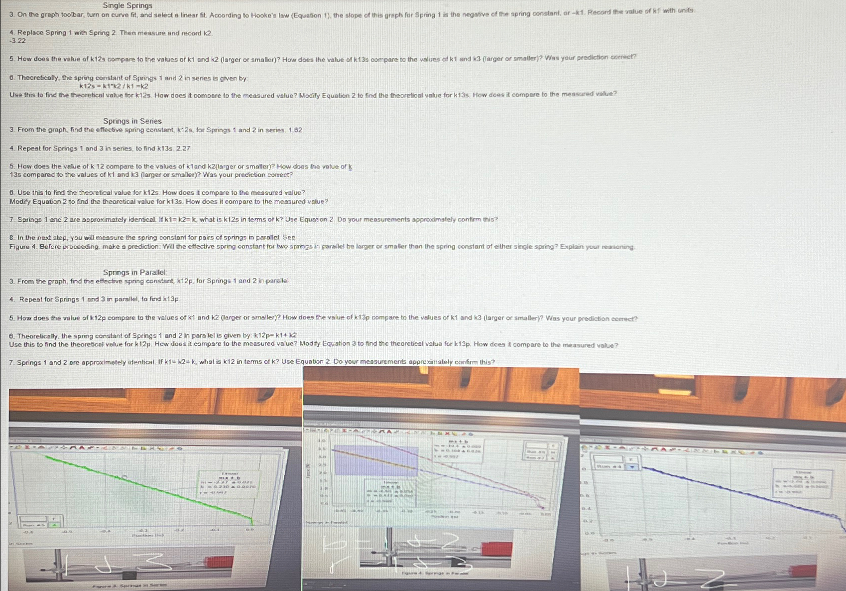 Single Springs3. ﻿On the graph toolbar, turn on curve | Chegg.com