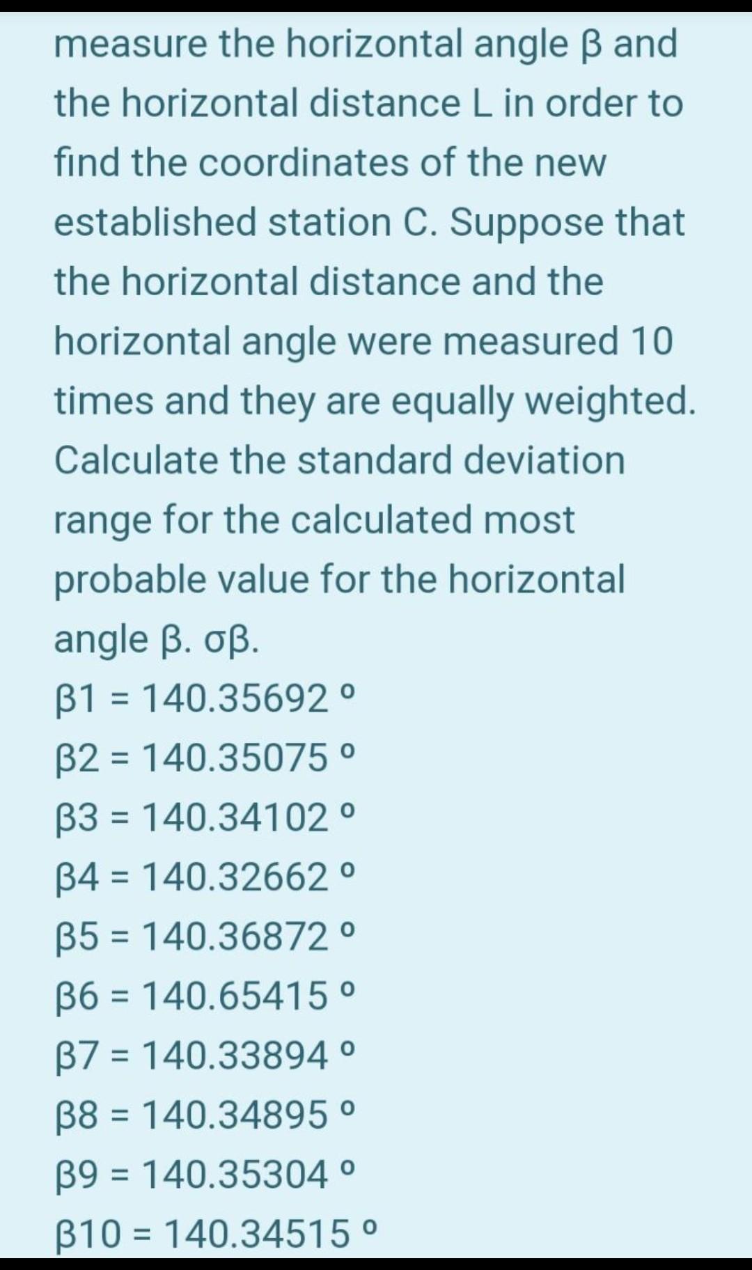 Solved measure the horizontal angle ß and the horizontal | Chegg.com