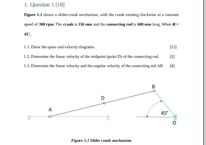 Solved 1. Question 1 [18] Figure 1.1 Shows A Slider-crank | Chegg.com