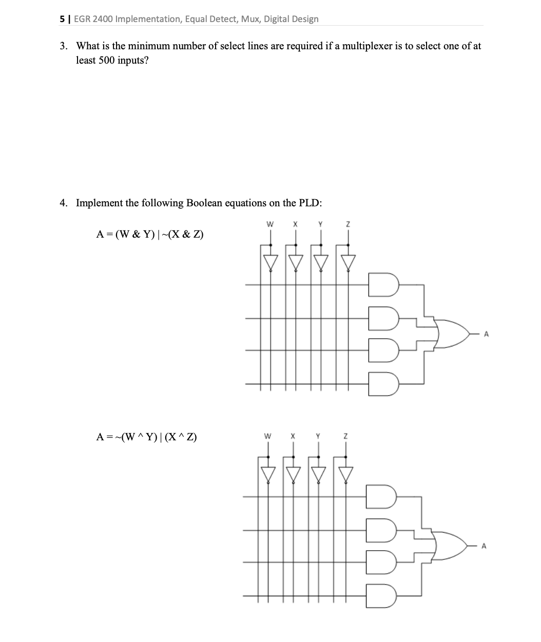 Solved Implement the following Boolean equations on the PLD: | Chegg.com