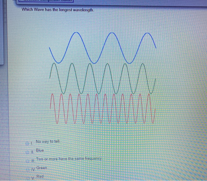 Solved Which Wave Has The Longest Wavelength No Way To Tell | Chegg.com Solved Which Wave Has The Longest Wavelength No Way To Tell | Chegg.com