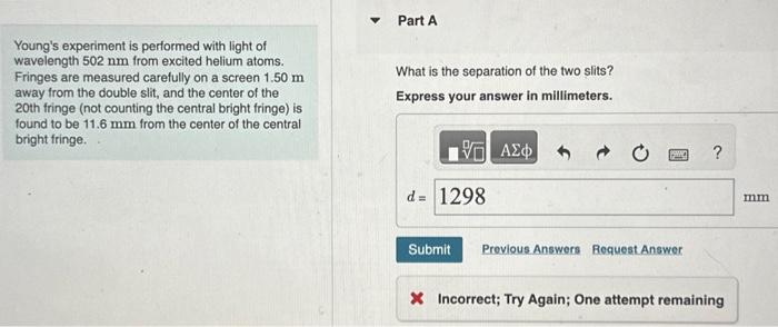 in young's experiment the wavelength of red light is 7.5