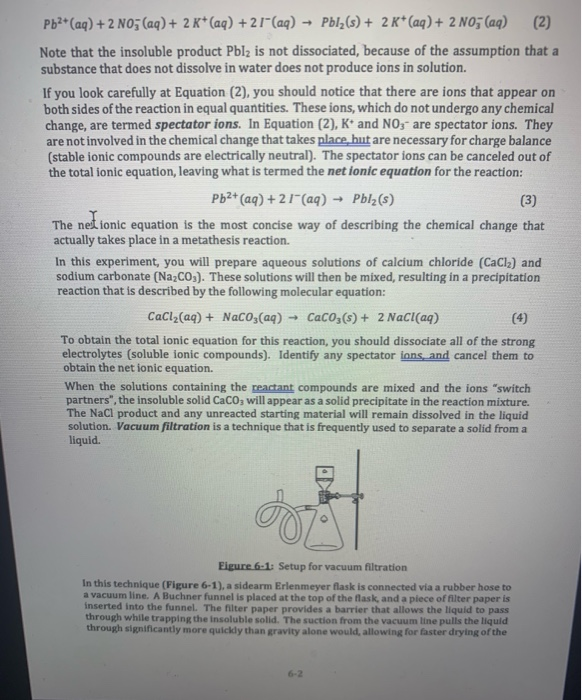 Solved Experiment 6 Report Sheet CaCO3(s) + 2 NaCl(aq) CaCl2