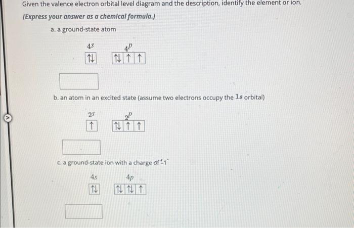 Solved Given the valence electron orbital level diagram and | Chegg.com