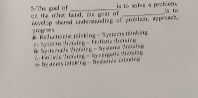 Solved 5-The goal of is to solve a problem, on the other | Chegg.com