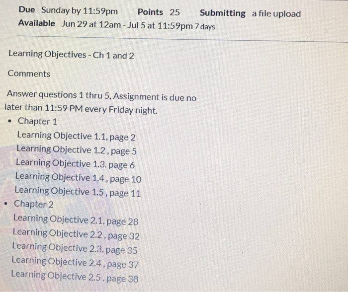 Due Sunday by 11:59pm Points 25 Submitting a file | Chegg.com