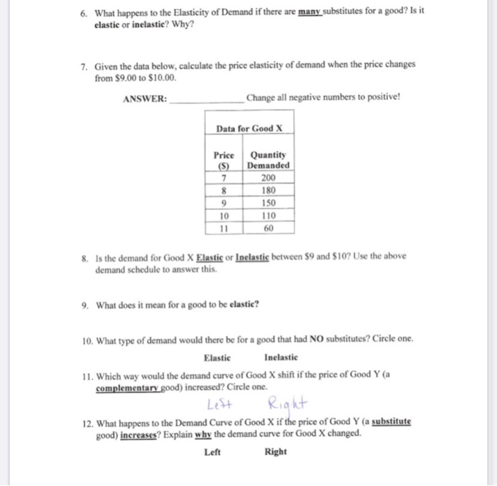 Solved Demand And Elasticity Worksheet Definition It Is Chegg Com