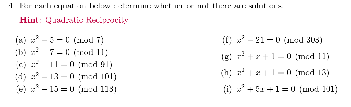 Solved For each equation below determine whether or not | Chegg.com