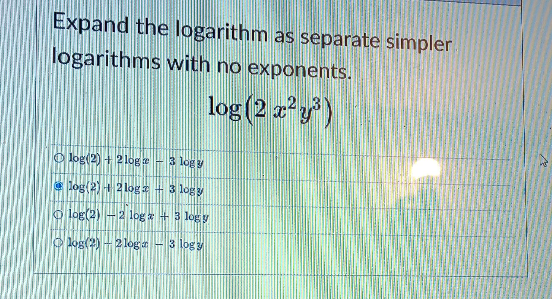 Solved Expand the logarithm as separate simpler logarithms | Chegg.com