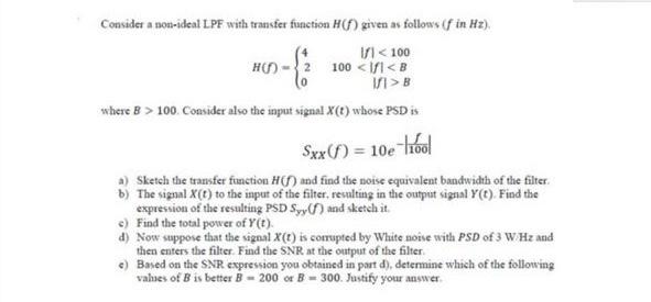 Solved Consider the WSS random process X(t) with mean fx = | Chegg.com