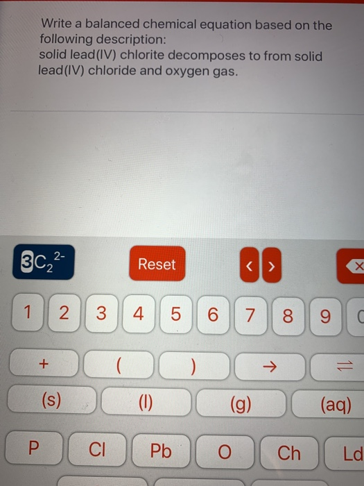 Solved Write A Balanced Chemical Equation Based On The Fo...