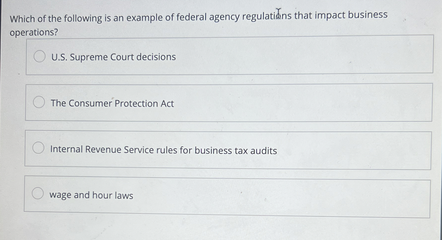 Solved Which of the following is an example of federal | Chegg.com