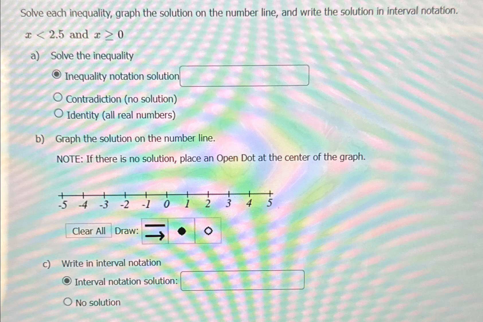 Solved Solve each inequality, graph the solution on the | Chegg.com