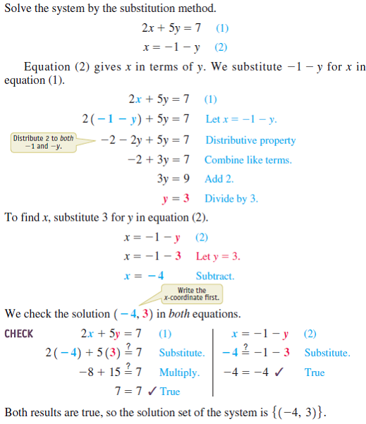 solve each system by substitution