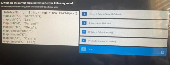 Solved HashMapeString, String> map = new HashMape>(); | Chegg.com