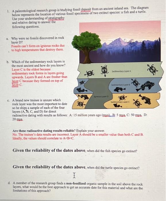 Solved 1. A paleontological research group is studying