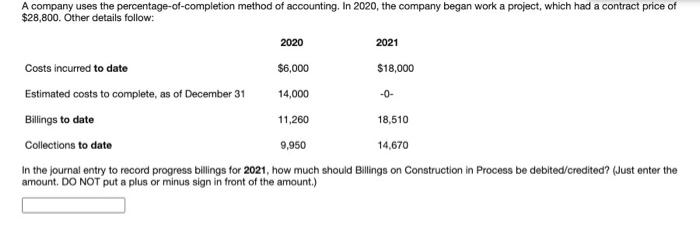 Solved A company uses the percentage-of-completion method of | Chegg.com