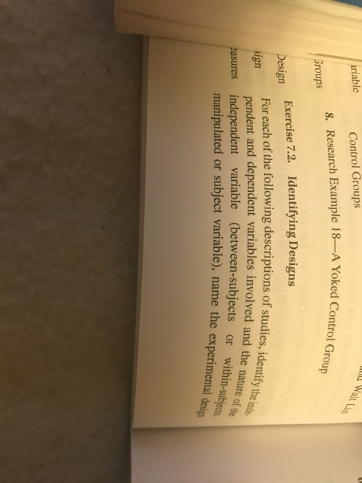Solved Wait Lin riable Control Groups 8. Research Example | Chegg.com