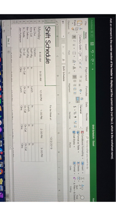 Solved Add An Element To The Center Section Of The Header Chegg Com