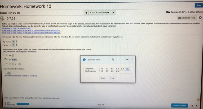Solved Save Homework: Homework 13 Score: 1.67 of 3 pts 6 of | Chegg.com