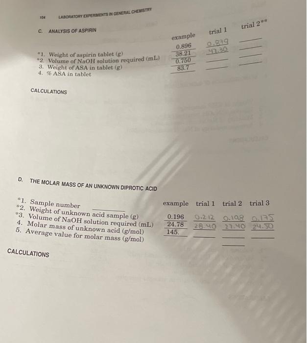 Solved 104 Laboratory Experiments In General Chemistry Trial 7773